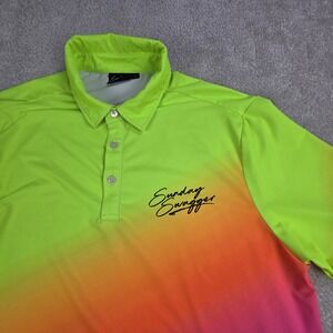 Sunday‎ Swagger Men's Golf Polo Shirt Neon Ombre Gradient Size Large